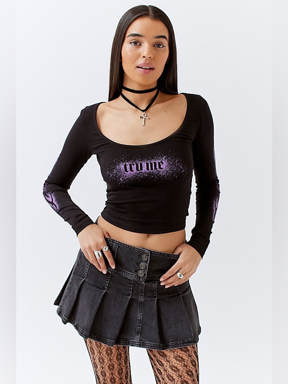 UO Try Me Long Sleeve Graphic Tee